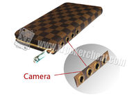 Brown Leather LV Dompet Double Lens Camera Untuk Poker Analyzer 30 - 40cm